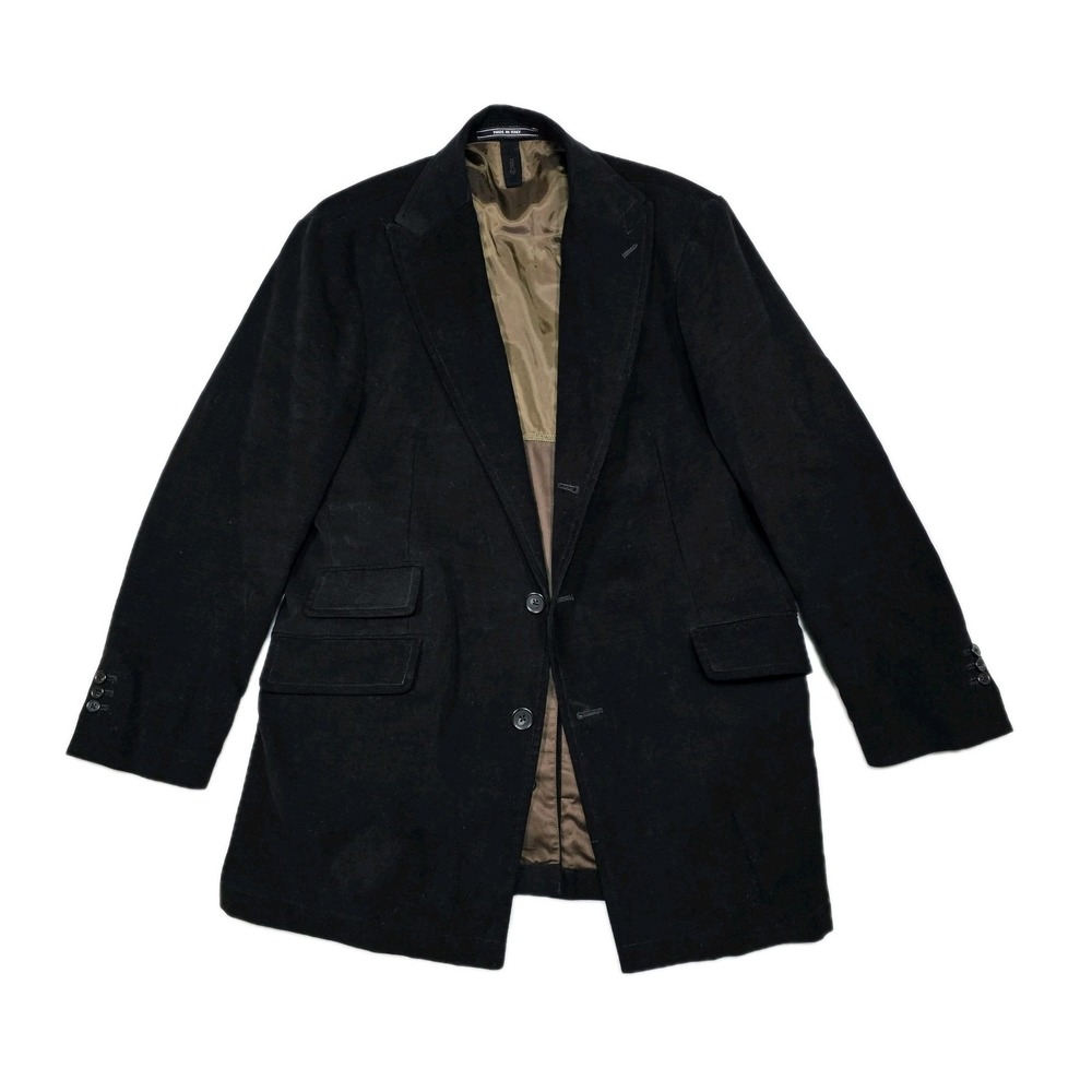 Cuseri Velvet Coat Mens 40L Jacket Peak Wide Lapel Mid Length 3 Button Italy